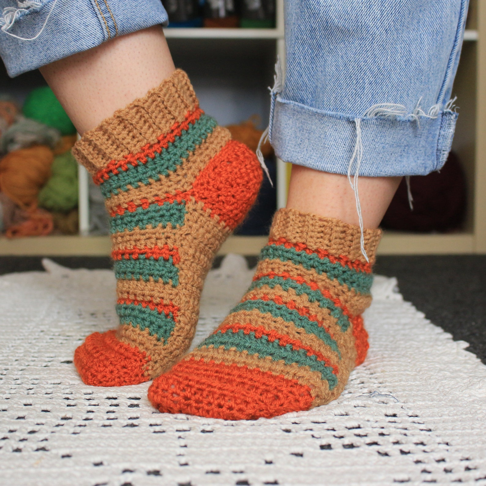 Crochet Socks Pattern Origami Crochet Socks Pattern Easy Etsy UK