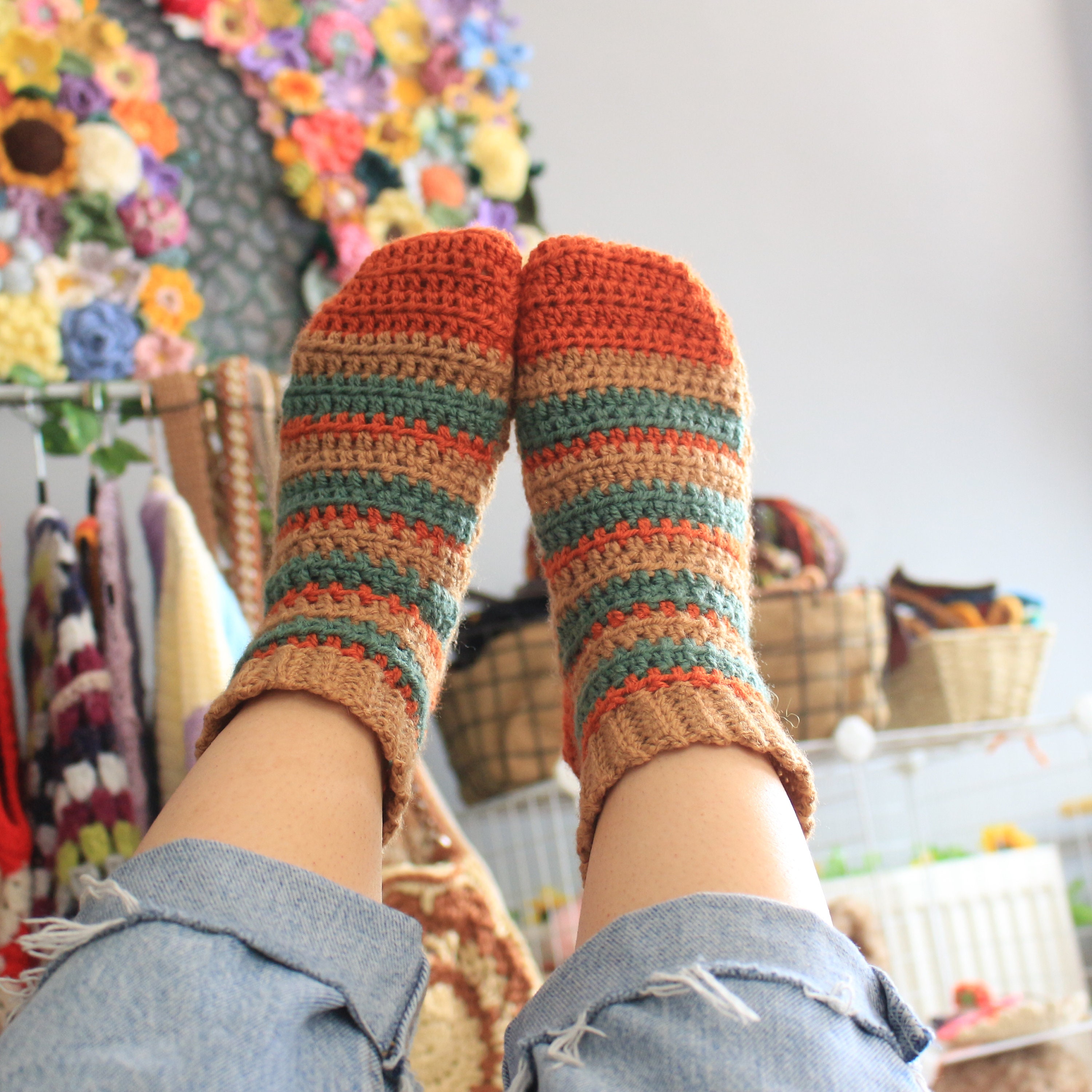 Crochet Socks Pattern Origami Crochet Socks Pattern Easy Etsy UK