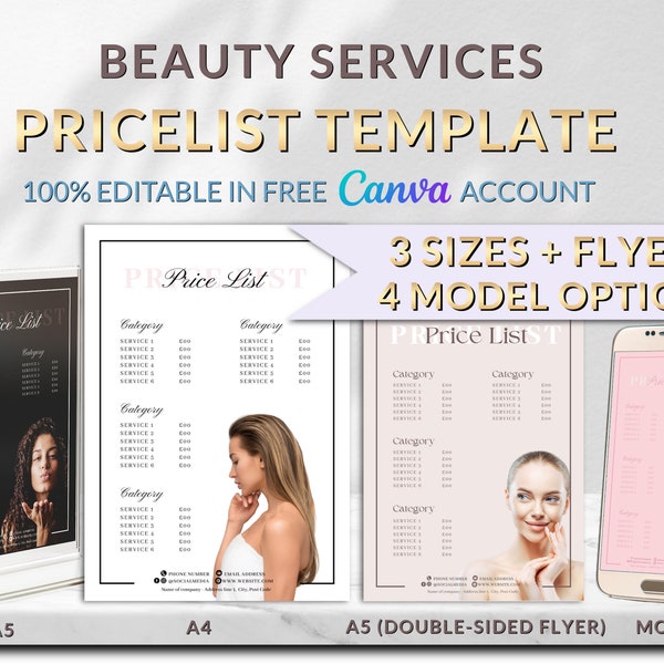 Facial Price List Template - Etsy