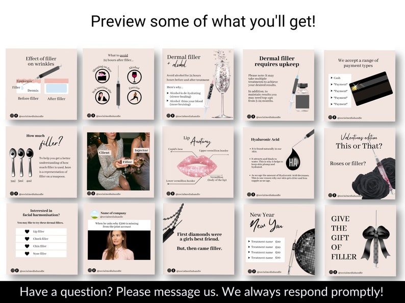 BLACK GRAPHICS Injector Instagram Template & Aesthetic Nurse Etsy