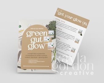Green Gut Glow Sample Info Card for Arbonne Consultants Digital Download / Print at Home / DIY