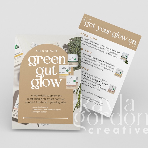 Green Gut Glow Sample Info Card for Arbonne Consultants Digital Download / Print at Home / DIY