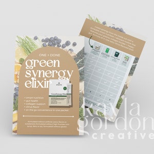 Arbonne Green Synergy Elixir Proefkaart // GreenSynergy Elixir | Infokaart voor Arbonne-adviseurs Digitale download / thuis afdrukken / doe-het-zelf
