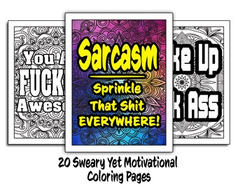 Swear Word Coloring Pages: 20 Sarcastic Mandala Quotes (Instant Download)