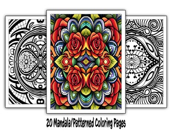 Mandala Coloring Pages: 20 Stress-Relief Designs (Digital Download)