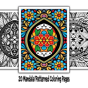 Mandala Coloring Pages  – 21 Creative and Stress-Relieving Coloring Pages for Adults & Kids – Full Page Designs - Instant Digital Download