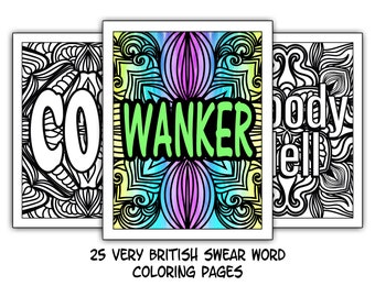 British Swear Word Coloring Pages: Adult Mandala Designs (Instant Download)