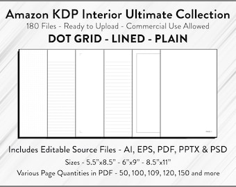 KDP Interior Templates: Dot Grid, Lined, Plain (Digital Download)