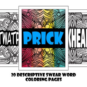 Descriptive Curse Words - Adult Swear Word Coloring Pages - 20 Inappropriate & Sarcastic Quotes with Mandala Backgrounds - Instant Download