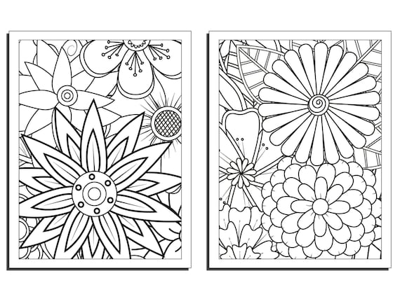 Large Print Floral Coloring Pages 35 Unique Floral Patterns for Mindfulness  Coloring Instant Download 