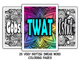 British Swear Word Coloring Pages: Adult Mandala Designs (Digital Download)