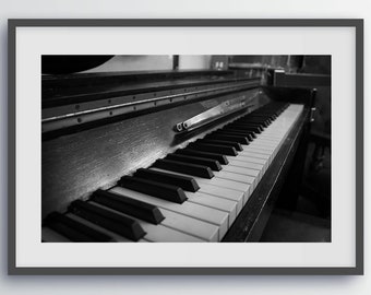 Vintage Piano Keys Photography Print: Black and White Wall Art (Digital Download)
