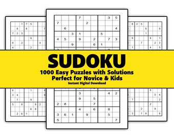 1000 数独パズル：中級から上級の難易度（デジタルダウンロード）