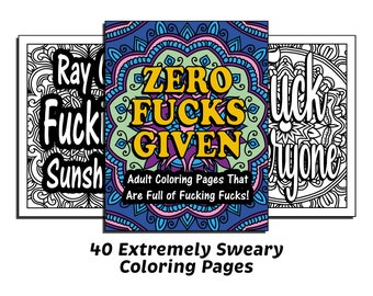 Adult Swear Word Coloring Pages: Sarcastic Designs (Digital Download)