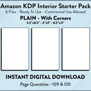 KDP Interior Starter Pack: Plain Paper with Corners (Digital Download)