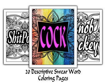 Descriptive Swear Word Coloring Pages: Adult Sarcastic Quotes (Instant Download)