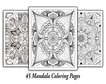 Intricate Mandala Coloring Pages - 45 Detailed Coloring Sheets - Instant Download!