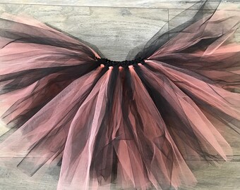 Girls Tutu Black and Peach (other colours available), Halloween party, fancy dress, cake smash tutu