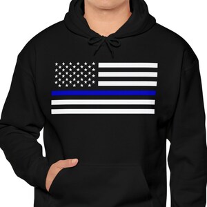 Thin blue line hoodie mens shop