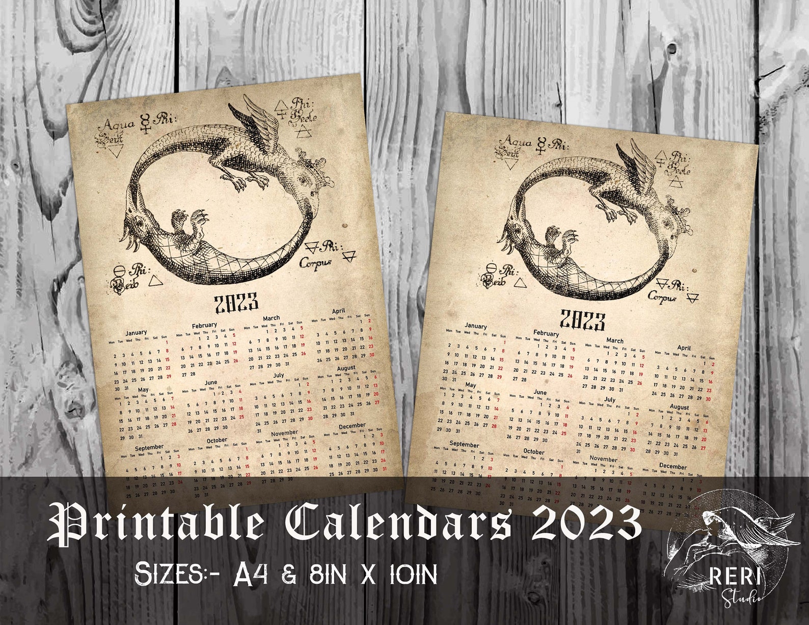 Alchemie Kalender 2023 zum Ausdrucken Mittelalter Ouroboros - Etsy Schweiz