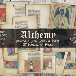 Printable Rare Alchemical Manuscripts Pages SET 4 Alchemy Junk Journal Paper in JPG & PDF format 27 Vintage Paper Sheets Digital Download