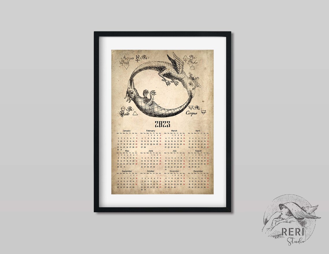Alchemie Kalender 2023 zum Ausdrucken Mittelalter Ouroboros - Etsy Schweiz