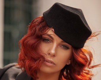 Sombrero de fieltro de lana hecho a mano, boina elegante