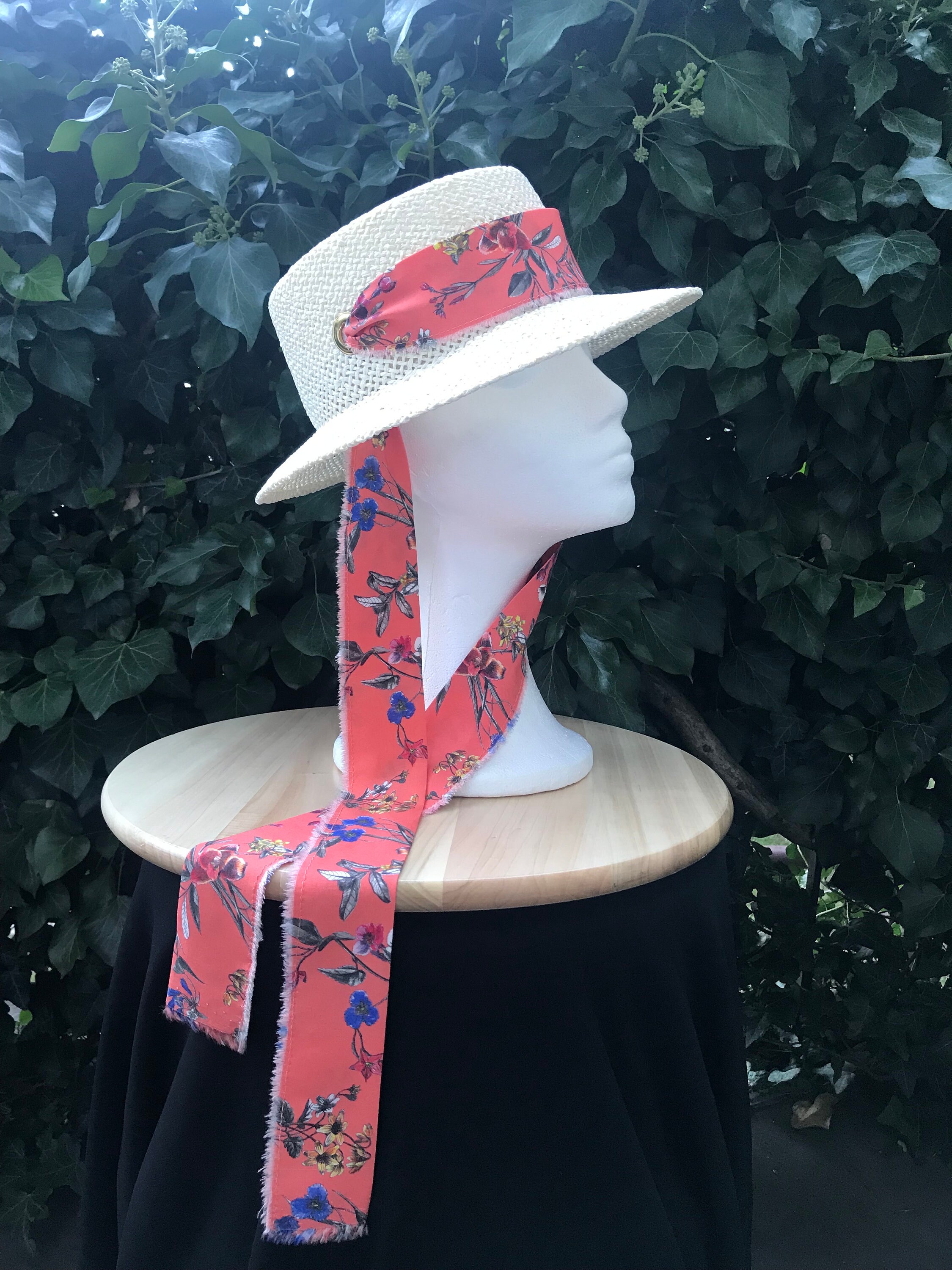 TIRABASSO Sun Hat With Floral Ribbon Tirabasso Made In Italy Wide Brim Sun Hat With Ribbon  main image 2