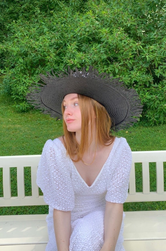 PASSIONART Handmade fine straw bolero style Hat with brim beading Wide Brim Straw Bolero Hat – Summer Fashion Accessory - Etsy main image 4