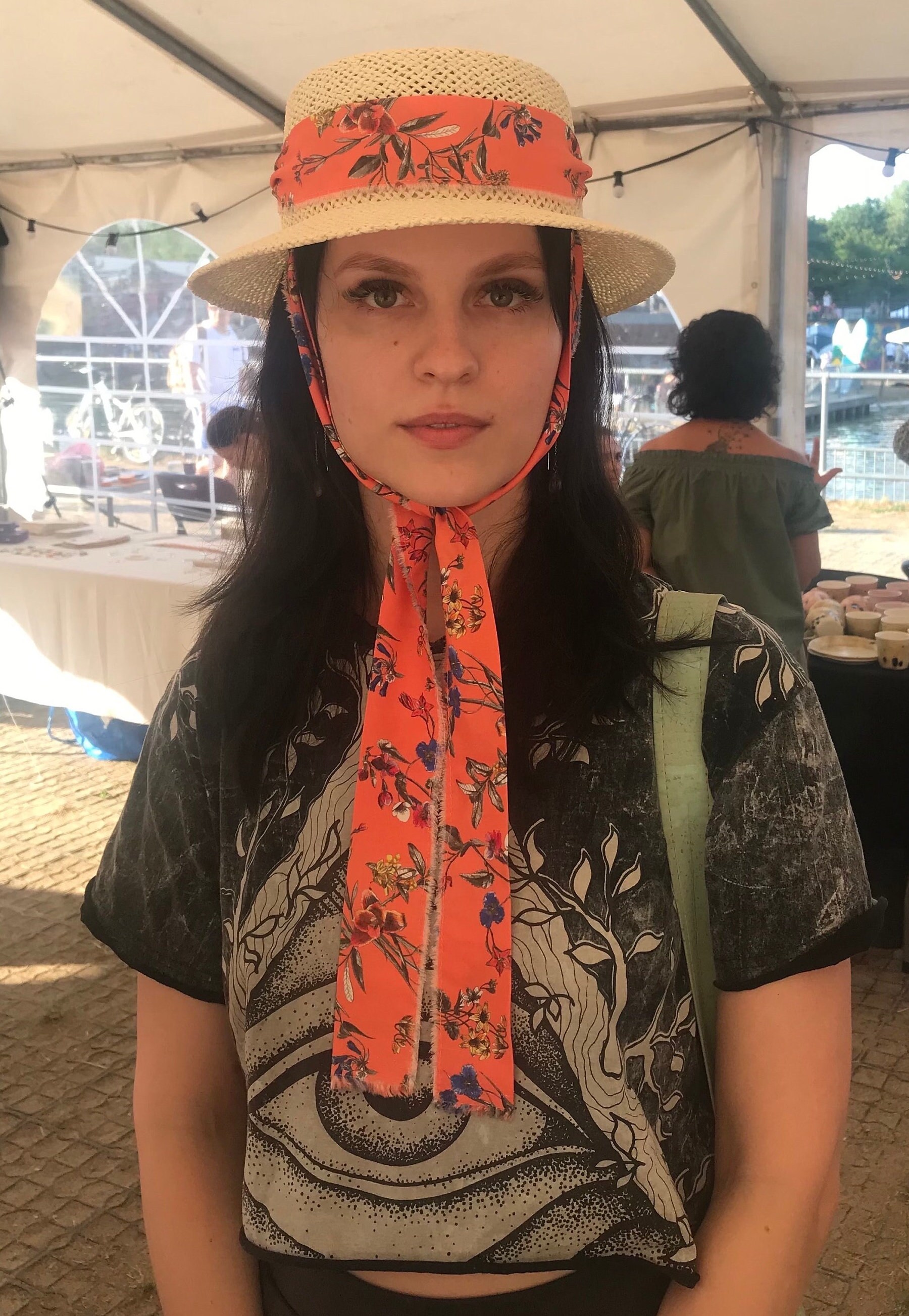TIRABASSO Sun Hat With Floral Ribbon Wildflower Sun Hat - French Blue Long Grosgrain Ribbon – Ten  main image 4