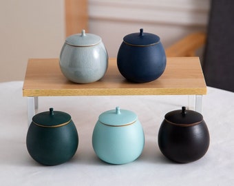 Botes multiusos de cerámica de estilo japonés, tarros de cerámica de gres con tapa, contenedores de almacenamiento de cerámica, latas selladas para almacenamiento de cocina