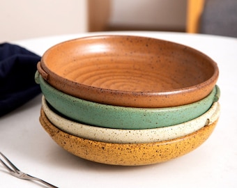 Retro Style Binaural Ceramic Dinner Plates, Pottery Handmade Dinner Plate, Stoneware Dining Plate, Ceramic Side Plates, Salad Plates