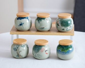 Ceramic Canisters Tea Candy Spices Coffee Jars with Lid Storage Canister with Lid Pottery Jars Multipurpose Cans Kitchen Storage Containers