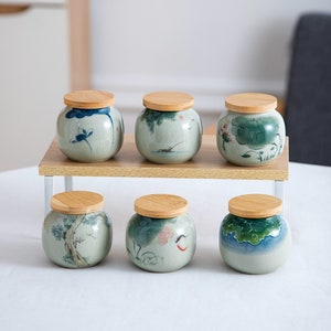 Ceramic Canisters Tea Candy Spices Coffee Jars with Lid Storage Canister with Lid Pottery Jars Multipurpose Cans Kitchen Storage Containers