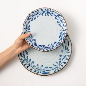 Blue Floral Ceramic Dinner Plate, Pottery Handmade Dinner Plate, Modern Dinnerware Plates, Serving & Salad Plate, Ceramic Dishes, Tableware