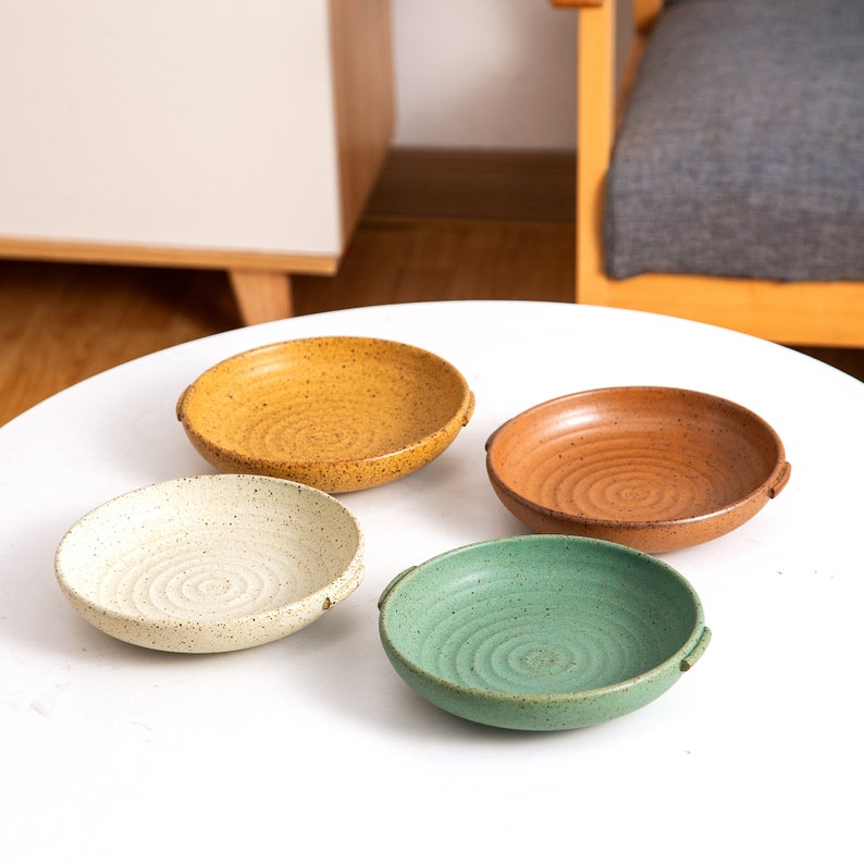 Retro Style Binaural Ceramic Dinner Plates, Pottery Handmade Dinner Plate, Stoneware Dining Plate, Ceramic Side Plates, Salad Plates image 5