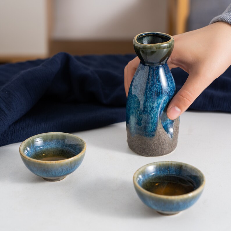 Hand Crafted Japanese Sake Set Ceramic Sake Set With Cups Etsy