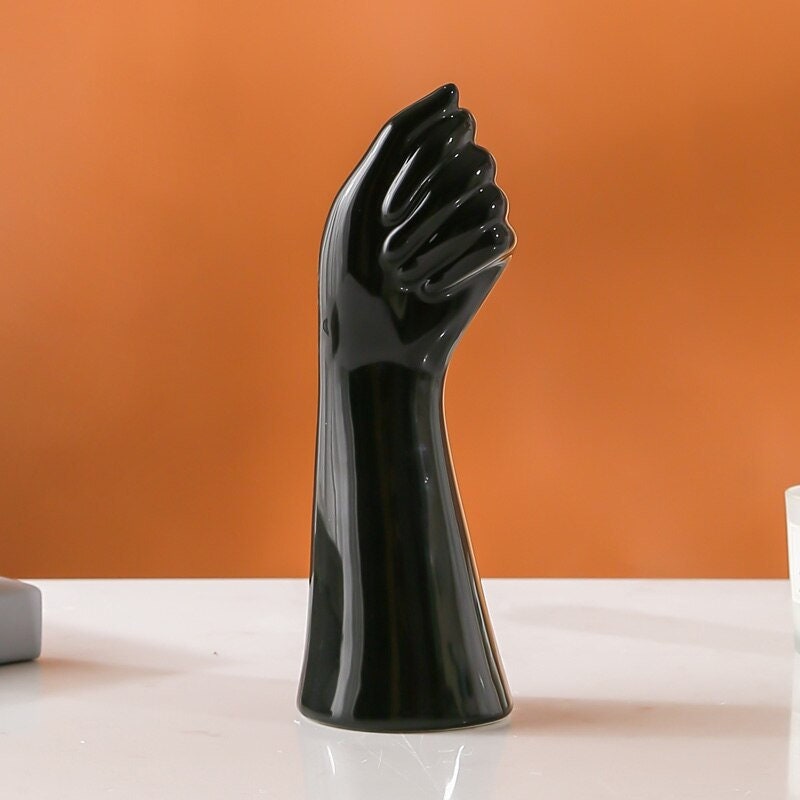 Ceramic Hand Vase White Ceramic Flower Vase Table Etsy