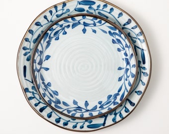 Retro Floral Ceramic Dinnerware Plates 8" 10", Pottery Handmade Plates, Serving & Salad Plates, Pottery Dishes, Ceramic Dishes, Tableware