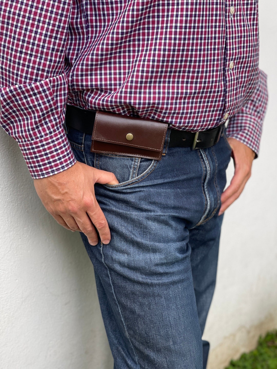 Mini Leather Wallet / Belt Pouch for Men brown and Black Etsy