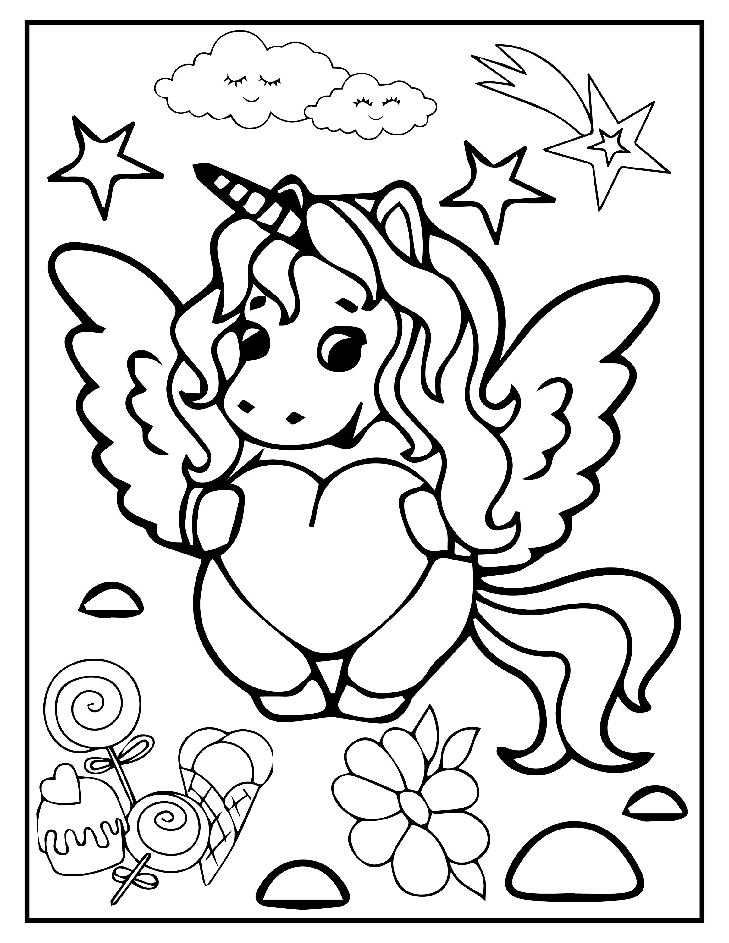 Unicorn Coloring Pages for Kids Children Coloring Book Printable ...