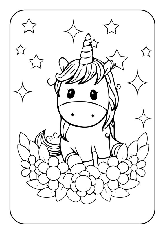 Libro da colorare di unicorno per bambini / Pagine da colorare per