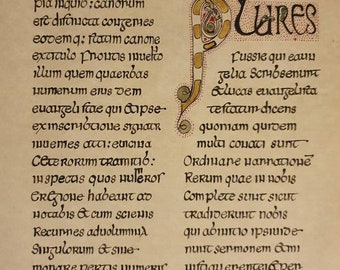Handmade Medieval Manuscript Lindisfarne Gospel Page