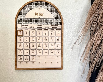 Rattan Wood Calendar, Home Calendar, Homeschool Calendar,  Wooden Calendar, Cane Calendar