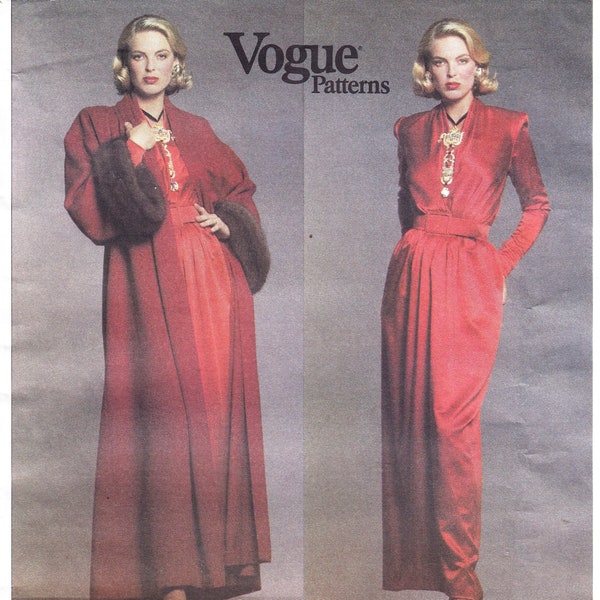 Vogue 1046 sewing pattern, 90s Givenchy, uncut, size 16, coat, evening dress & belt