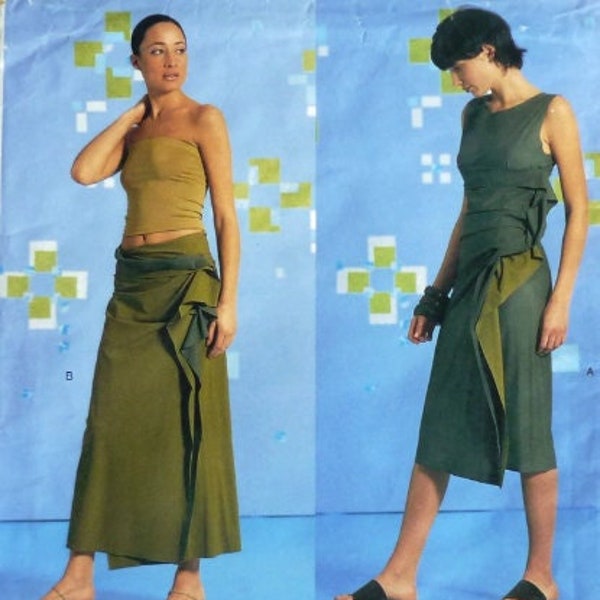 Vogue 2556 Issey Miyake sewing pattern, 2001, uncut, sizes 8-10-12, dress and skirt with unique and flattering drape