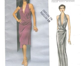 Vogue 2650 Mei Xiao Zhou for Guy Laroche pattern, very rare uncut women&#39;s bias cut halter neck gown, sizes 14-16-18