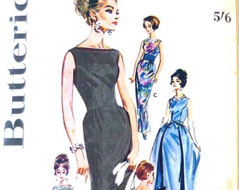 Butterick 2488 rare vintage 1960s pattern, size 14, 34" bust, stunning evening or cocktail dress with overskirt