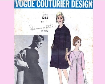 Vogue 1265 sewing pattern, rare 1960s Simonetta size 14, 34" bust, dress and coat