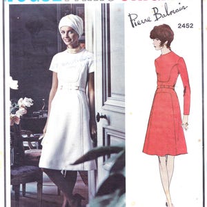 Vogue 2452 sewing pattern, Balmain 1970s size 10, 32.5" bust, A-line dress with seaming detail